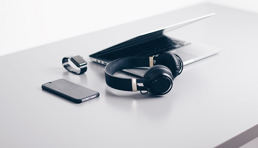 Headphones, Laptop, and Phone